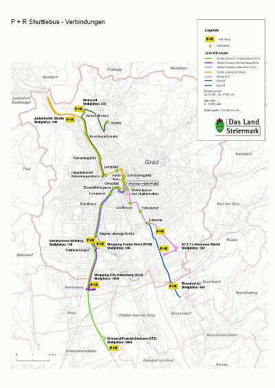 Shuttlebuslinien zu den Park & Ride Plätzen