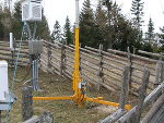 Niederschlagsgeber, Holzwetterhütte und Mast für Windgeber